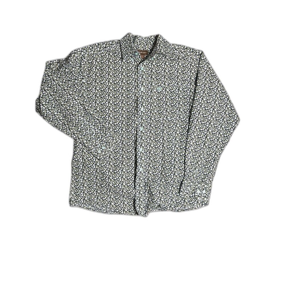 Ariat Men's Size Medium Floral Button Down Shirt Long Sleeve Cotton Western